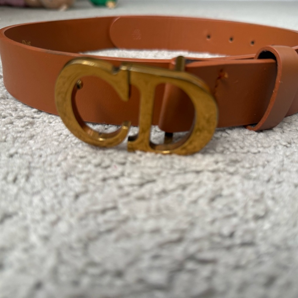 Dior Tan Belt with Gold Buckle